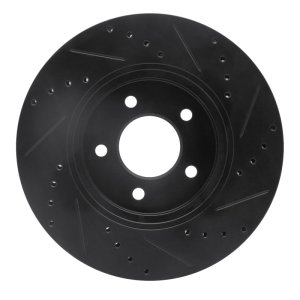 Ford Escape Brake Rotor (1) - Front Left - R1 Concepts - Drilled & Slotted - Black - `05-`12